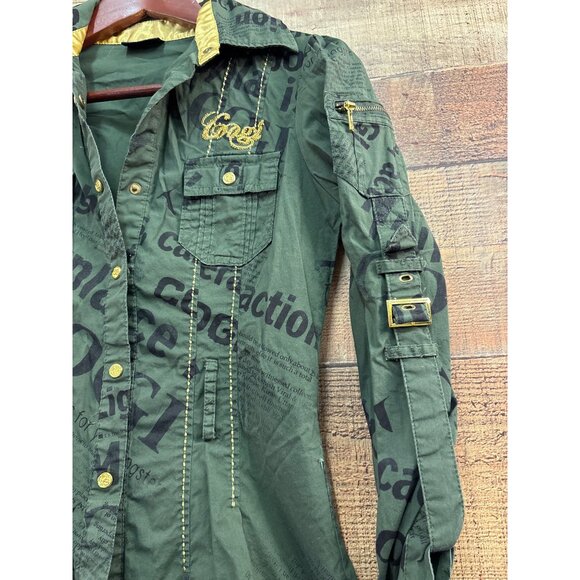 Coogi Womens Olive Green Button-Up Shirt Size S - Picture 4 of 8